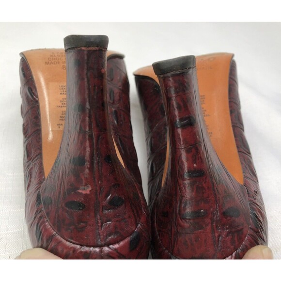 90’s Kenneth Cole Croc N Roll Square Toe Leather Pumps Heels 8M Brazil - Picture 6 of 7
